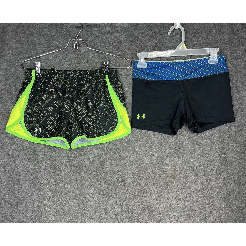Lot of 2 Y2K Under Armour Shorts Heat Gear Size S Micro Short Workout Athletic